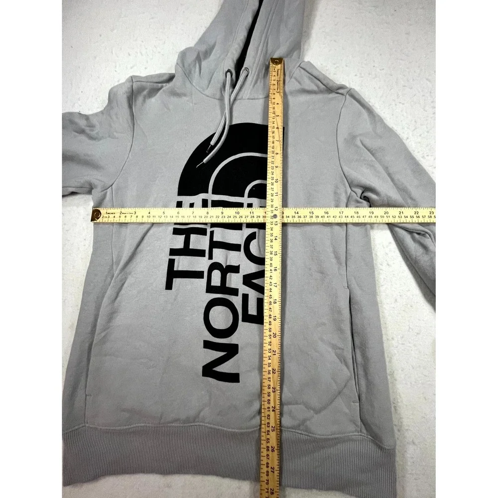 The North Face Hoodie Mens Small Gray Cotton Fleece Lined Drawstring Pullover‎